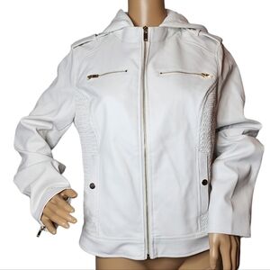 Guess faux leather white jacket.  Size L.